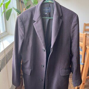Banana Republic Mens Large Overcoat Wool Cashmere Brown Topcoat Quiet Luxury